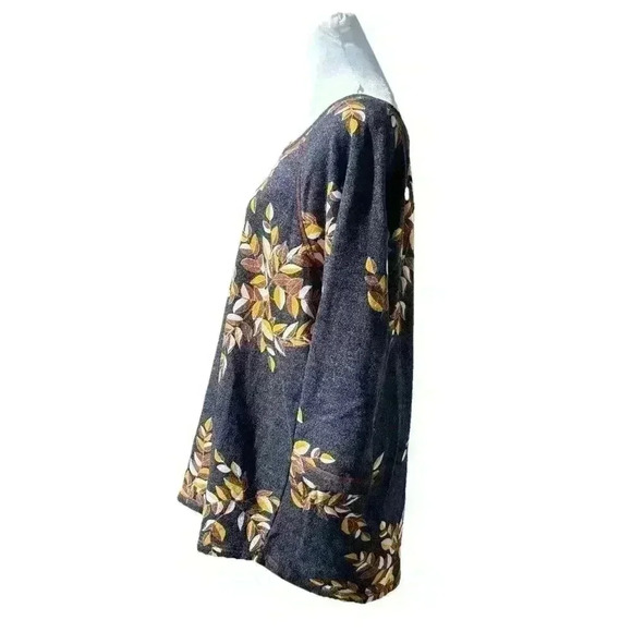 Cj Banks Leaf Blouse/ Sweatshirt 3/4 Sleeve Size 1X - Picture 4 of 11
